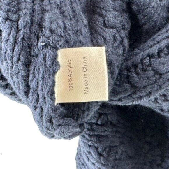 Tuckernuck NEW Navy Patchwork Cable Knit Relaxed Fit Pullover Sweater Size XL