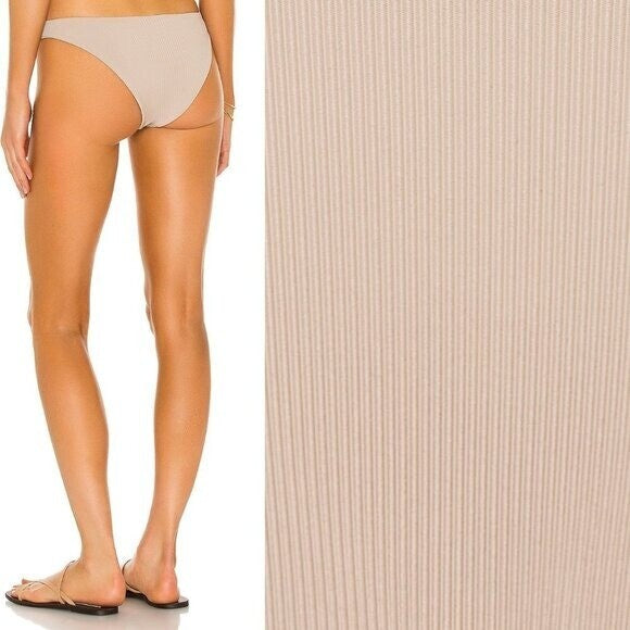 BEACH RIOT X REVOLVE NEW Island Ribbed Low Rise Bikini Bottom in Tan Size L