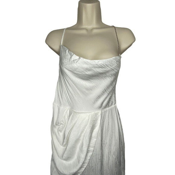 NEW Michael Costello x REVOLVE Tessa Satin Chain Midi Dress Ivory Women's Size S