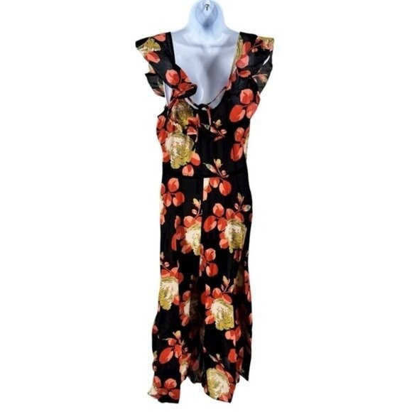 The Great NEW Cabbage Rose Print The Geranium Dress Black Floral Maxi Dress S