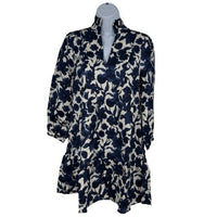 Tuckernuck NEW Blue Poppy Palmerston Drop Waist Long Sleeve Mini Dress Size L