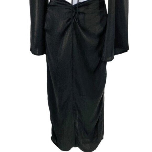 Petal & Pup NEW Sienna Satin Formal Black Midi Dress Matching Set Size M