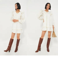 Cleobella | NEW Ivory Anabelle Ruffled Shoulders Mini Dress Size XL