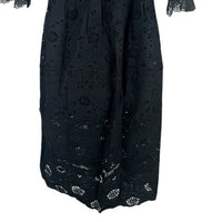 O.P.T. NEW Black Wednesday Cotton Eyelet Puff Sleeve Midi Dress Size XS