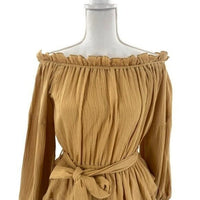 Petal & Pup NEW Callie Off the Shoulder Gauzy Ruffle Mini Dress Yellow Size S