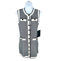 Pomander Place NEW Navy Stripe Bardot Sleeveless Knit Classic Mini Dress Size M