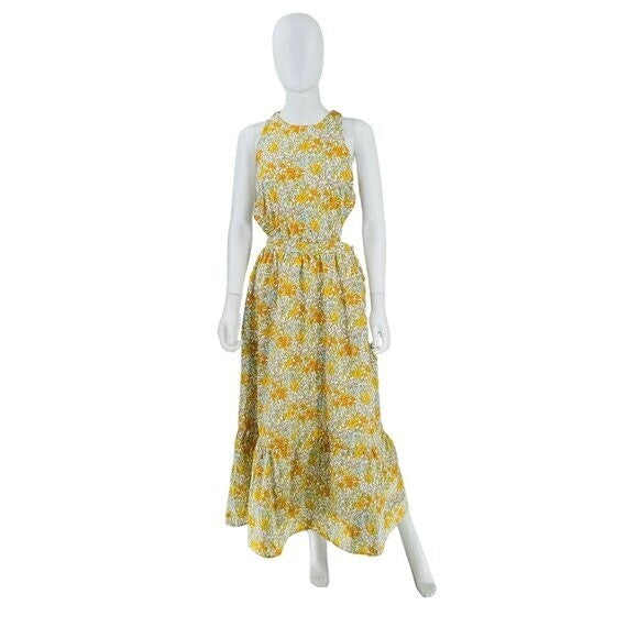 Hyacinth House NEW Yellow Pastel Retro Floral Maggie Maxi Dress Size Small