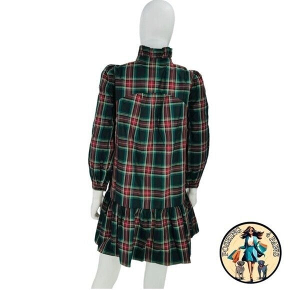 Tuckernuck Palmerston Tartan Plaid Drop Waist Long Sleeve Mini Dress Size XL