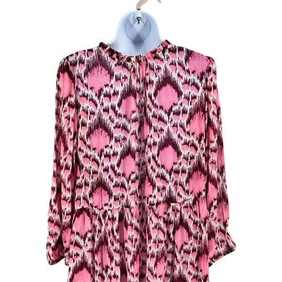 Tuckernuck NEW Pink Poppy Ikat Long Sleeve Salty Paloma Caftan Size XXXL