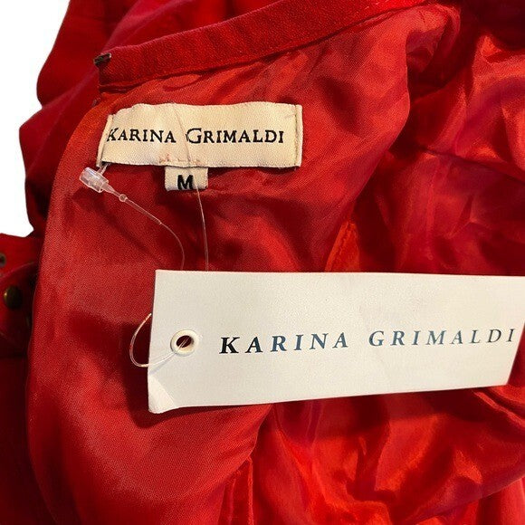 Karina Grimaldi Angelina Suede Leather Mini Dress in Ruby Size M
