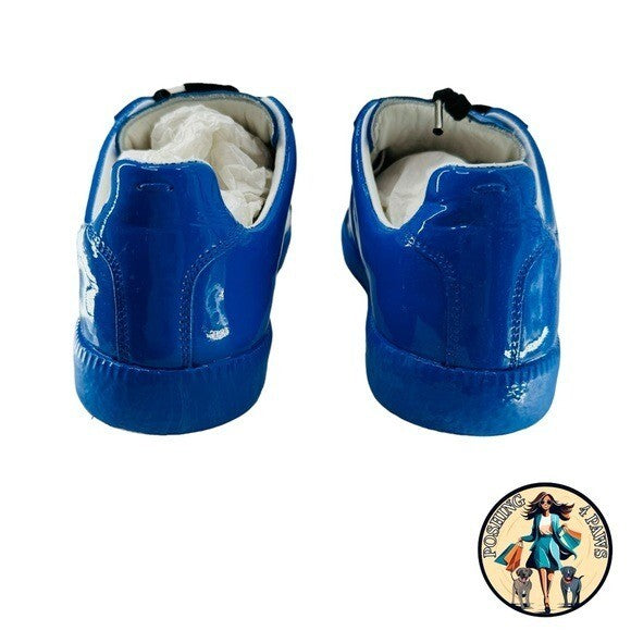Maison Margiela Replica Patent Leather Low Top Sneaker Dazzling Blue Size 40 NIB