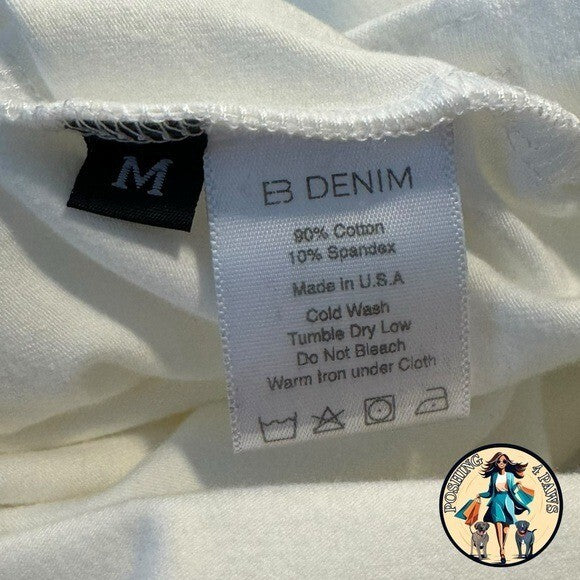 EB Denim Cowl Buckle Logo Bodycon Jersey Mini Dress in White Size M