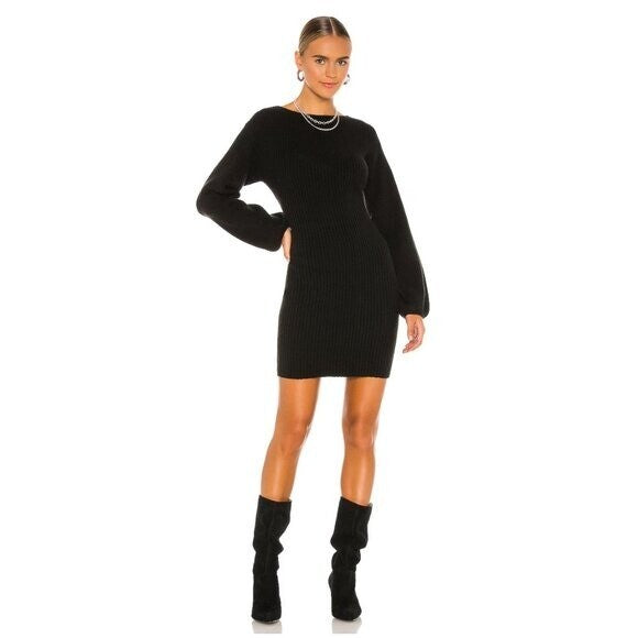 Majorelle | NEW Neva Ribbed Back Cut-Out Mini Dress in Black Size S