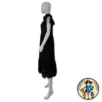 Hyacinth House NEW Black Eyelet Marshall V Neck Classic Midi Dress Size XS