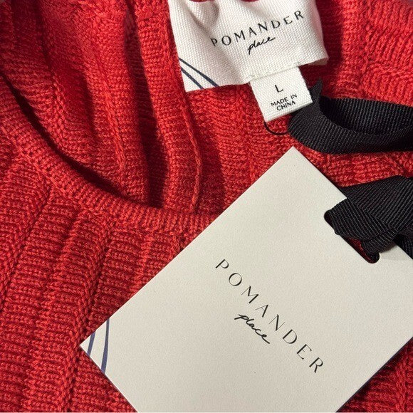Pomander Place | NEW Red Adi Knit Round Neckline Bell Sleeve Mini Dress Size L