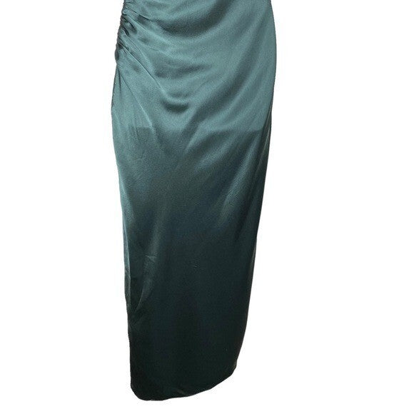 The Sei X REVOVLE NEW Green One Shoulder Silk Formal Cocktail Midi Dress Size 0