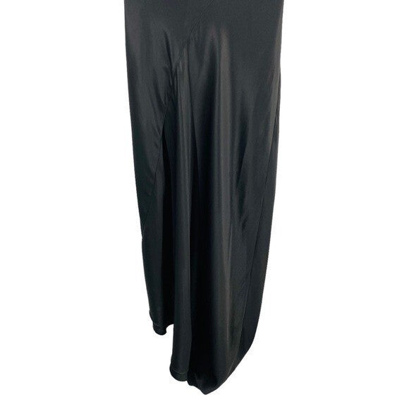 retrofete NEW Sab Satin Formal High Neck Bodycon Maxi Dress in Black Size XS