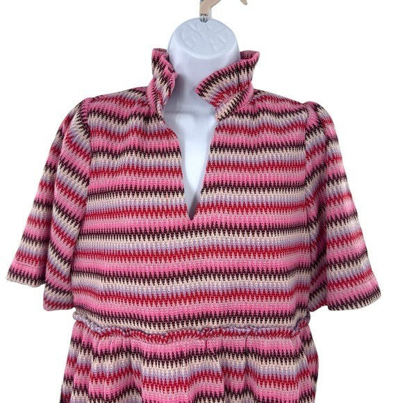 Tuckernuck NEW Pink Chevron Knit Stripe Crawford Relaxed Fit Mini Dress XXS