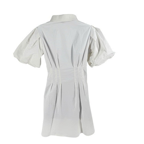 Tuckernuck NEW White Mini Delaney Puff Sleeve Cotton Classic Dress Size S