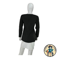 Pomander Place NEW Black Simone Peplum Long Sleeve Square Neck Blouse Size S