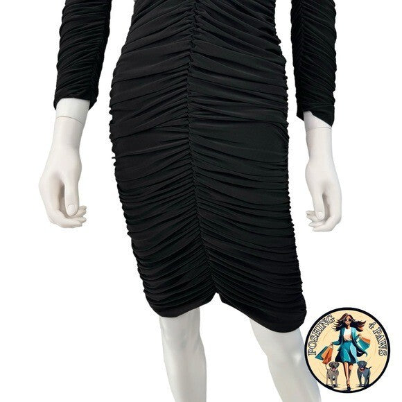 Norma Kamali Off Shoulder Slinky Jersey Stretch Bodycon Dress in Black Size S