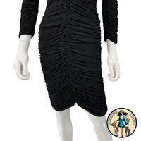 Norma Kamali Off Shoulder Slinky Jersey Stretch Bodycon Dress in Black Size S