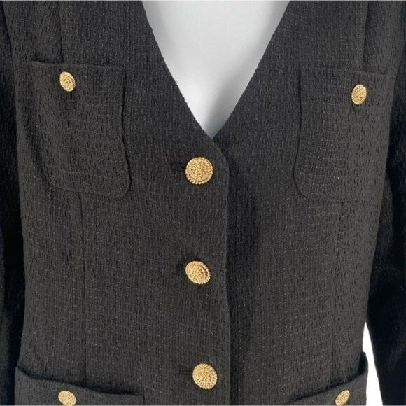 Pomander Place | NEW Black Tweed Keira Long Sleeve Mini Dress Size XL