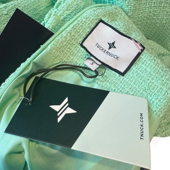 Tuckernuck NEW Palm Beach Green Tweed Retro Jackie Short Sleeve Mini Dress S