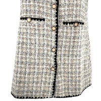 Pomander Place NEW White Tweed Retro Josephine Mini Dress in White Black Size M