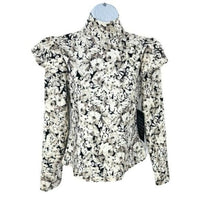 Tuckernuck NEW Gray Gardens Floral Long Sleeve Mock Neck Bowden Top Size XS