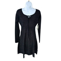 Hyacinth House NEW Black Metallic Long Sleeve Selena Knit Mini Dress Size XS