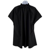 Pomander Place | NEW Black Rae Short Cap Sleeve Ruffle Collar Blouse Size S