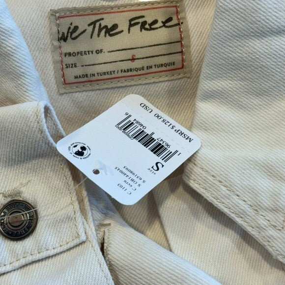 Free People | NEW Jolene Trucker Denim Jacket In Ecru Size S