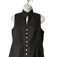 Tuckernuck NEW Black Leighton Linen Sleeveless Button Down Mini Dress Size S