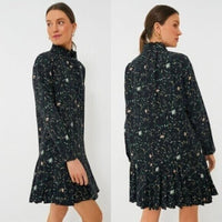 Tuckernuck NEW Campden Vine Tate Black Long Sleeve Pleated Mini Dress Size XXL