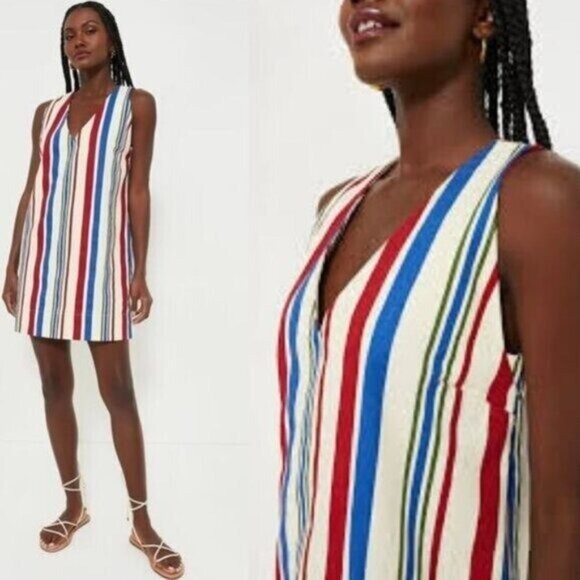 Pomander Place | NEW Americana Stripe Kira V-neckline Mini Dress Size M