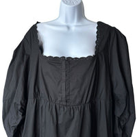 Pomander Place NEW Black Jenny Corset Puff Sleeve Cotton Mini Dress M