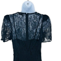 Rhode NEW Arabella Lace Black Short Sleeve Semi Sheer Formal Midi Dress Size 0