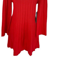 Pomander Place | NEW Red Adi Knit Round Neckline Bell Sleeve Mini Dress Size S