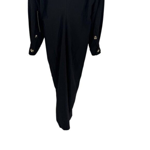 Tuckernuck NEW Black Petra Long Sleeve Gold Hammered Button Midi Dress Size L