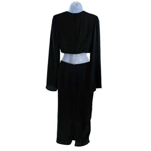 Petal & Pup NEW Sienna Satin Formal Black Midi Dress Matching Set Size XS