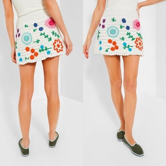 Tuckernuck Love the Label NEW Leighton Crochet Matching Set Ivory Floral Size XS