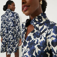 Tuckernuck NEW Blue Poppy Palmerston Drop Waist Long Sleeve Mini Dress Size XXS