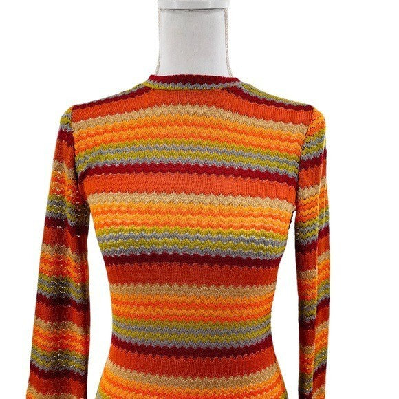 Only Hearts NEW Kingston Bell Sleeve Crochet Mini Dress in Orange Multi Size XS