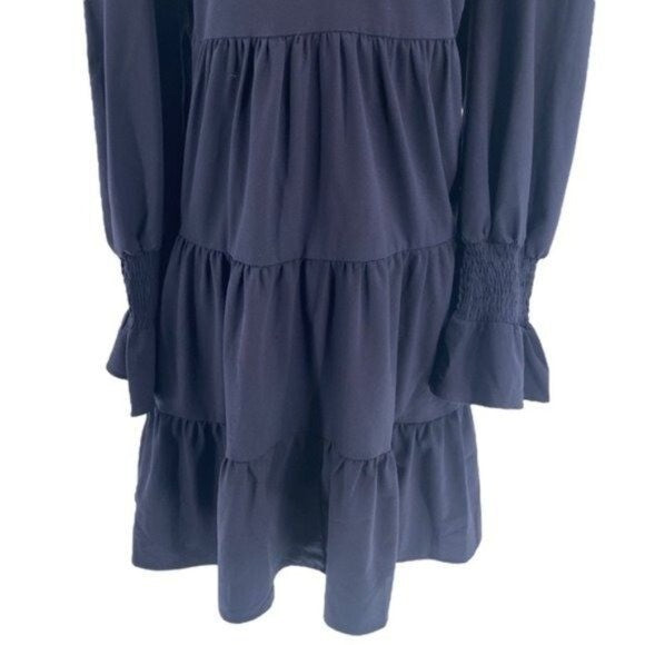 Pomander Place NEW Kenzo Crepe Relaxed Fit Tiered Mini Dress in Navy Size S