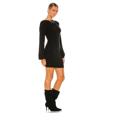 Majorelle | NEW Neva Ribbed Back Cut-Out Mini Dress in Black Size S