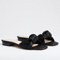 Tuckernuck NEW Black Raffia Britt Square Toe Knot Slip On Flat Sandal Size 7
