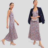 Tuckernuck NEW Natasha Mosaic Tile Navy Red V Neck Maxi Dress Size XXS