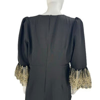 Pomander Place NEW Black Lillith Gold Lace Formal Maxi Dress Size XXL