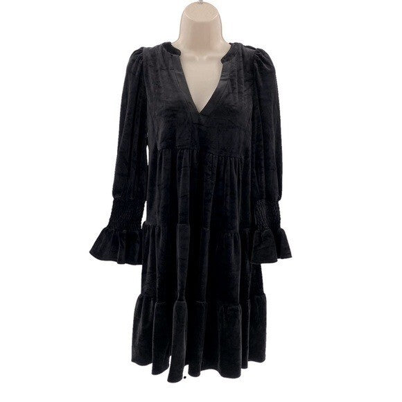 Pomander Place | NEW Black Velvet Kenzo Long Sleeve Mini Dress Size S